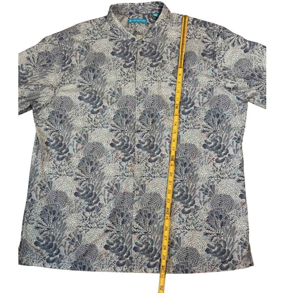 Tori Richard Mens 2XL Blue Coral Print Short Sleeve Button Up Shirt Hawaii Made - Picture 10 of 14